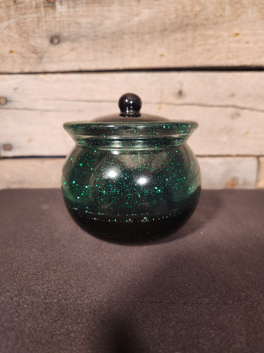 Dark Green Sparkle Honey Pot Stash Jar